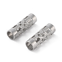 変色しない中空304ステンレススチールビーズ  コラム  ステンレス鋼色  12x4mm  穴：3mm&nbsp;STAS-G326-01P