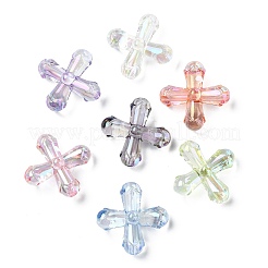 50 個の UV メッキ透明アクリルビーズ  クロス  ミックスカラー  24~24.5x25x9.5mm  穴：2mm&nbsp;MACR-CJ0002-21