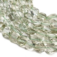 天然グリーンクォーツのファセットカットナゲットビーズ  不規則なカットの宝石ビーズ  10~19x9.5~13x5.5~9mm  穴：0.7mm  約39個/連  18.19''（46.2センチメートル）&nbsp;GG-CBA1668-C01-01