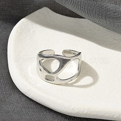 304ステンレススチール製オープンカフリング（ユニセックス）  ステンレス鋼色  13.5mm  調整可能&nbsp;RJEW-Q003-03P