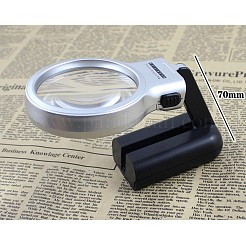 ABSプラスチック折りたたみ拡大鏡  アクリル製光学レンズ付き  LEDランプ  ブラック  倍率：3倍  レンズ：63mm  163x74x20mm&nbsp;TOOL-I0004-09
