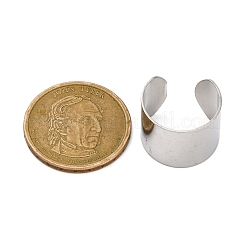 304ステンレススチールオープンカフリング  男性と女性のための幅広バンドリング  ステンレス鋼色  15mm  調整可能&nbsp;RJEW-G335-01C