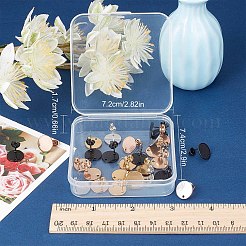 32個 4色 304ステンレススチールスタッドピアス金具  穴とイヤーナット/ピアスバックキャッチ付き  フラットラウンド  ミックスカラー  12x12x1mm  穴：1.6mm  ピン：0.8mm  8個/カラー&nbsp;STAS-SC0004-33