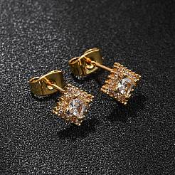 Brass Micro Pave Cubic Zirconia Stud Earrings for Women&nbsp;EJEW-F418-04G