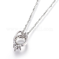 Brass Micro Pave Clear Cubic Zirconia Pendant Necklaces&nbsp;NJEW-O108-11P
