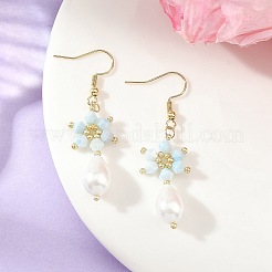 Anti-Tarnish Electroplate Bicone Glass Pearl Teardrop Beads Dangle Earrings&nbsp;EJEW-MZ00765