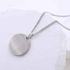 304 Stainless Steel Floral Pattern Coin Pendant Necklaces for Women&nbsp;MO7073