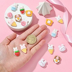 40 個 8 スタイルウサギテーマ不透明樹脂カボション  ジュエリー作りのための  混合図形  17~26.5x14.5~18x6.5~9.5mm  5個/スタイル&nbsp;RESI-CJ0003-78