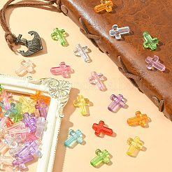250個透明アクリルビーズ  クロス  ミックスカラー  15.5x12x4mm  穴：2mm&nbsp;TACR-CJ0001-54