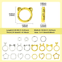 100個20スタイルの合金ビーズフレーム  混合図形  アンティークシルバー＆ゴールデン  8~20.5x8~15.5x2.5~3mm  穴：1.4~1.6mm  5個/スタイル&nbsp;FIND-CJ0003-83
