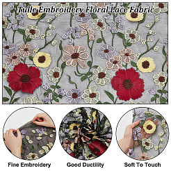 エスニック スタイル刺繍花ポリエステル チュール レース生地  服飾材料  カラフル  125~145x0.08cm&nbsp;AJEW-WH0314-508