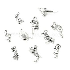 80pcs8スタイルチベットスタイルアロイペンダント  鳥のチャーム  アンティークシルバー  16~25.5x8~18x2~8mm  穴：1.6~2mm  10個/スタイル&nbsp;FIND-CJ0006-09