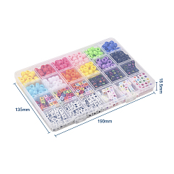 DIYジュエリー作成キット  1020個の形状のプラスチックとアクリルビーズ  弾性水晶の線  ミックスカラー  ビーズ：738~750個/箱&nbsp;DIY-YW0002-69