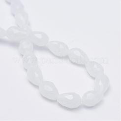 Teardrop Faceted Imitation Jade Glass Beads Strands&nbsp;GLAA-Q052-A05