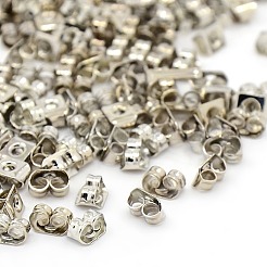 鉄ピアスキャッチ  スタッド イヤリングのフリクション イヤリング バック  プラチナ  6x4x3mm  穴：0.7~1.0mm&nbsp;IFIN-E034Y-N