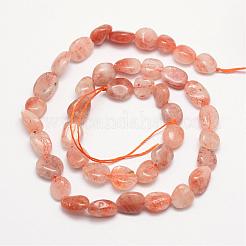 天然石サンストーンビーズ連売り  タンブルストーン  ナゲット  3~14x3~14mm  穴：1mm  約15.35インチ&nbsp;G-L459-05