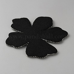 フェルトとラインストーンの刺繍糸、アイロン接着/縫い付けパッチ  布のアップリケ  花  グレー  140x145x9mm&nbsp;PATC-WH0023-30A