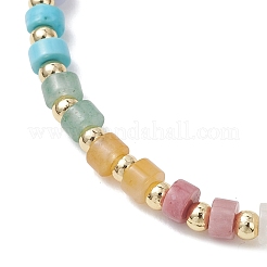 Natural Green Aventurine & Rose Quartz & Howlite & White Jade & Yellow Aventurine & Synthetic Blue Lace Agate & Brass Beads Stretch Bracelets for Women&nbsp;BJEW-JB13334-03