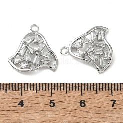 真鍮マイクロパヴェクリアキュービックジルコニアペンダント  三角形のチャーム  プラチナ  17.5x16.5x4mm  穴：1.6mm&nbsp;KK-C259-02P