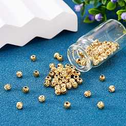 真鍮ビーズ  長持ちメッキ  段ボール  18KGP本金メッキ  4x3mm  穴：1.6mm&nbsp;KK-TAG0001-07