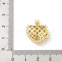 Heart Brass Clear Cubic Zirconia Locket Pendants&nbsp;KK-B141-10G