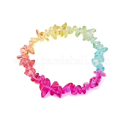 女性用レインボーカラーガラスチップビーズストレッチブレスレット  ミックスカラー  内径：2-1/8インチ（5.5cm）&nbsp;BJEW-JB10778