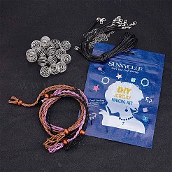 丸ワイヤーペンダントネックレスDIY製作キット  丸型鉄線ペンダントを含む  ワックスコットン＆ワックスコードネックレス作り  プラチナ  ペンダント：30pcs / セット&nbsp;DIY-SC0017-54