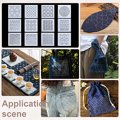 刺繍ツールセット  ペットプラスチック製描画ペイントステンシルテンプレートを含む  ポリコットン刺繍糸  ゴム製の使い捨て指サック  鉄製の毛糸針と指ぬきリング  ミックスカラー  130x130x0.3mm  穴：2mm  12個/セット  1セット&nbsp;EMBR-BC0001-04