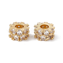 Brass Micro Pave Clear Cubic Zirconia Beads&nbsp;KK-E068-VC088