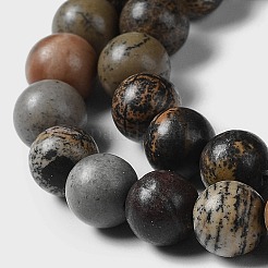 Round Natural Dendritic Jasper Beads Strands&nbsp;G-I176-06-8mm-01