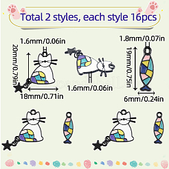 32Pcs 2 Styles Alloy Enamel Pendants&nbsp;ENAM-SC0003-96