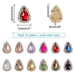 24Pcs 12 Colors Teardrop Sew on Rhinestone&nbsp;DIY-GA0005-17