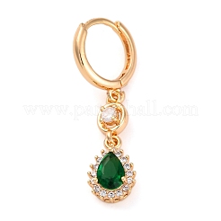 Brass Micro Pave Cubic Zirconia Leverback Earrings&nbsp;EJEW-K300-49G