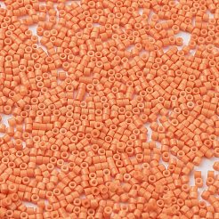 焼付塗装ガラスシードビーズ  シリンダー  ライトサーモン  2x1.5mm  穴：1mm  約5599個/50g&nbsp;X-SEED-S042-05B-83