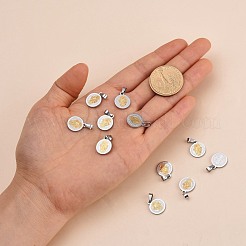 PVD 真空メッキ フラットラウンド サンベニート & ワード 304 ステンレススチール チャーム付き  長持ちメッキ  ゴールデン·ステンレス鋼色  15x12x1.2mm  穴：4x6.5mm&nbsp;STAS-I036-03B