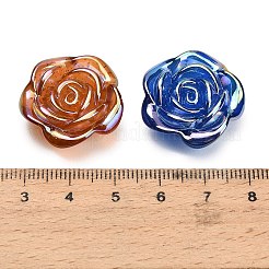 明るい透明なアクリルビーズ  UVメッキビーズ  虹色の  花バラ  暗闇で光る  グリッターパウダー付き  ミックスカラー  23.5x8mm  穴：1.8mm&nbsp;MACR-C043-03