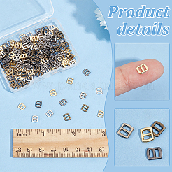 ミニ合金バックル  調節可能なバックルファスナー  長方形  ビーズコンテナ付  ミックスカラー  6x5x1mm  穴：3x1mm  約200個/箱&nbsp;PALLOY-PH0013-26
