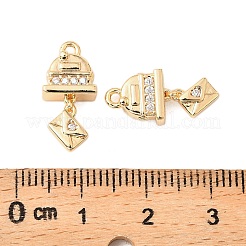 Brass Micro Pave Cubic Zirconia Pendants&nbsp;KK-K351-65G