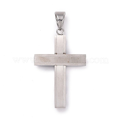 304ステンレススチール製ビッグペンダント  クロス  ラインストーン付き  ステンレス鋼色  50x32x6mm  穴：10x8mm&nbsp;STAS-H351-15P