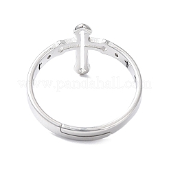 変色しない304ステンレススチール製中空クロス調節可能リング、女性用  ステンレス鋼色  内径：17mm&nbsp;LS-RJEW-I097-05P