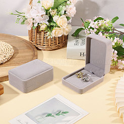フロッキングプラスチックカフスボタンギフト収納ボックス  長方形  グレー  10x7x4cm&nbsp;CON-WH0089-266