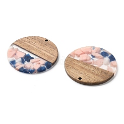樹脂とクルミのペンダント  フラットラウンド  ピンク  38x2.5mm  穴：2mm&nbsp;FIND-R051-05B