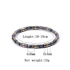 Bohemian Natural Labradorite & Golden Synthetic Non-magnetic Hematite Beaded Stretch Bracelets for Women Men&nbsp;LS-NY1304-4