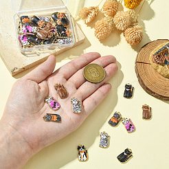 35 個 7 色ラックメッキ合金ペンダント  エナメル  ゴールドカラー  猫の形のチャーム  ミックスカラー  20x11.5x2.5mm  穴：1.5mm  5個/カラー&nbsp;FIND-CJ0002-63