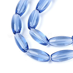 透明ガラスビーズ連売り  ライス  コーンフラワーブルー  9~9.5x4~4.5mm  穴：0.7~0.9mm  約42~43個/連  14.96~15.35''（38~39センチメートル）&nbsp;GLAA-T028-15T-03
