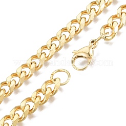 メンズ 201 ステンレススチール キューバンリンクチェーンネックレス  ゴールドカラー  23.62インチ（60cm）  ワイド：7mm&nbsp;NJEW-N050-A06-7-60G