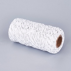 2プライマクラメコットンコード  金ワイヤと  ツイストコットンロープ  壁掛け用  工芸  ギフト包装  ホワイト  1~1.5mm  約109.36ヤード（100m）/ロール&nbsp;OCOR-WH0032-02C