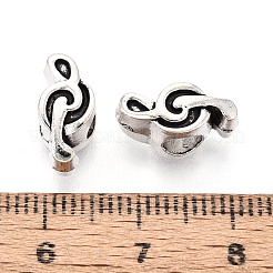 チベット風合金ヨーロピアンビーズ  音符  大穴ビーズ  アンティークシルバー  5.5x13.5x7mm  穴：4mm  約769個/1000g&nbsp;PALLOY-T093-34AS