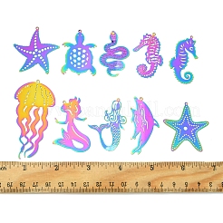 20Pcs 10 Styles Ion Plating(IP) 201 Stainless Steel Etched Metal Embellishments Pendants&nbsp;STAS-FS0001-52