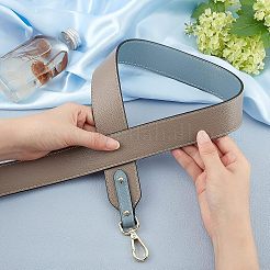 Puレザーバッグハンドル  合金回転式ナスカン付き  バッグストラップ交換用アクセサリー  グレー  95x3.8x0.4cm&nbsp;FIND-WH0064-16A